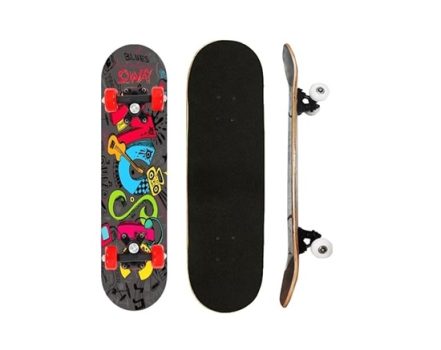 Skate Semi Profissional Juvenil Completo Shape Com Lixa Estampas 79cm SHARK BLUE Skateboard Infantil Criança Radical