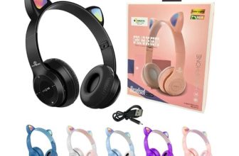 Fone De Ouvido Bluetooth Gatinho Infantil LED (Rosa)
