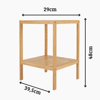 Estante Organizadora Armário Mesinha Centro 2 Andares Bambu Tamanho:Pequeno