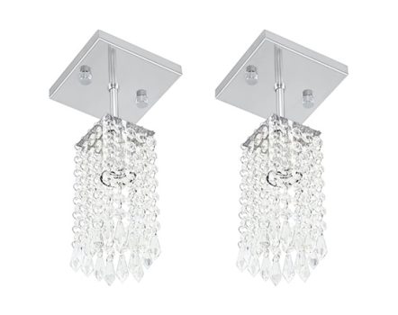 2 Lustres Plafon Clearcrillic Quadrado Cristal Acrílico