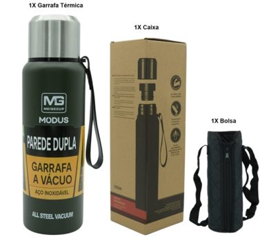 Garrafa Térmica 316 Aço Inoxidável Portátil Copo Com Bolsa 1000ML/1500ML (1500ML Verde)