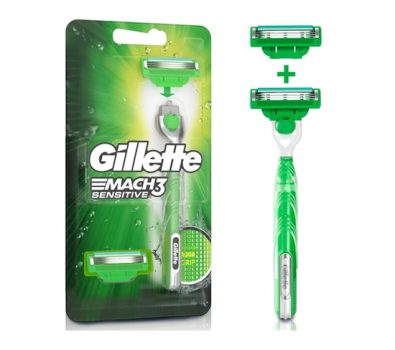 Aparelho de Barbear Gillette Mach3 Acqua-Grip Sensitive + 2 Cargas