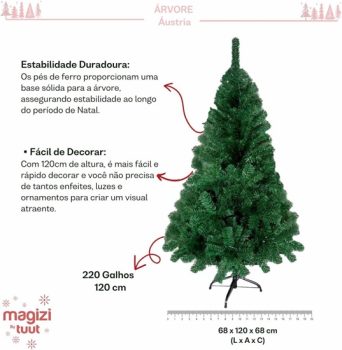 Magizi by Tuut, Árvore De Natal Áustria, Verde, 120 cm, 220 Galhos
