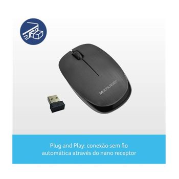 Multilaser MO251 – Mouse Sem Fio 2.4 Ghz 1200 DPI Usb, Preto, normal