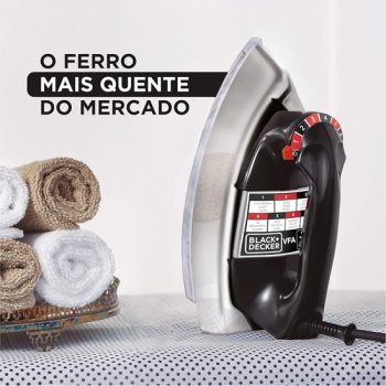 BLACK+DECKER Ferro de Passar Seco Metálico Preto 220V VFA1110XM6