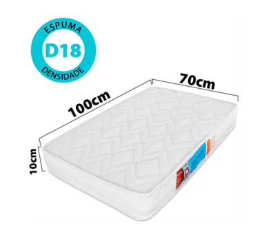 Colchão para Berço Desmontável Chiqueirinho Cercadinho 100x70x10cm Espuma D18 Antialérgico – BF Colchões