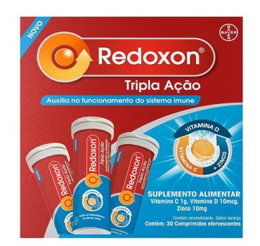 Redoxon Tripla Ação com Vitamina C, Vitamina D e Zinco, 30 comprimidos Efervescentes sabor Laranja