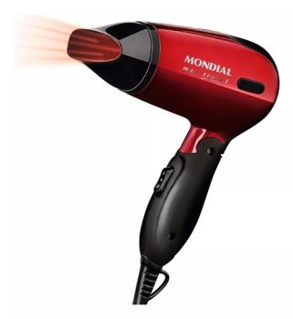 Secador De Cabelo Mondial Max Travel 1200w Sc10 Bivolt Cor Vermelho/Preto 110V/220V