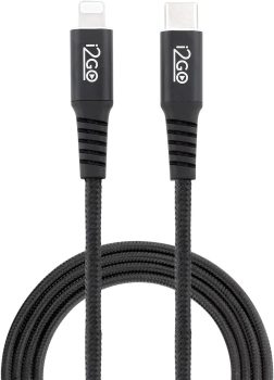 Cabo IPhone/Lightning + USB-C I2GO Certificado MFi 2m 3A Nylon Trançado Preto – I2GO PRO