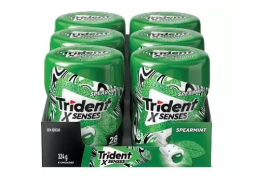Chiclete Trident X Senses Spearmint Menta – Display com 6 Unidades de 54g