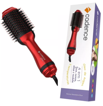 Escova Secadora Diva 4 Em 1 Cadence Vermelha Esc704-127v