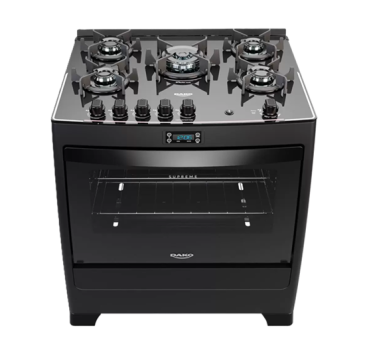 Fogão 5 Bocas Preto com Mesa de Vidro e Timer Digital Dako Supreme Black Glass Bivolt