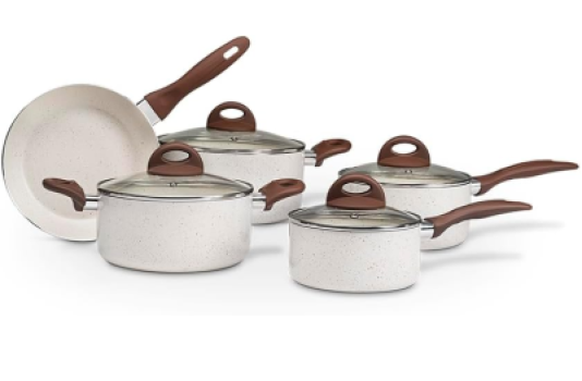 Jogo de Panelas 5 Peças Ceramic Life Granada com Fundo de Indução Brinox – Vanilla