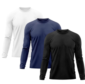 Kit 3 Camisetas Masculina Manga Longa Térmica Proteção Solar UV Dry Fit Segunda Pele X