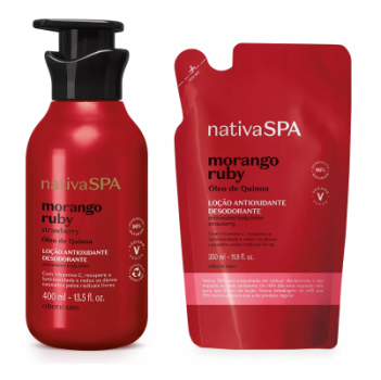 Kit Nativa Spa Morango: Loção Corporal 400ml + Refil 350ml