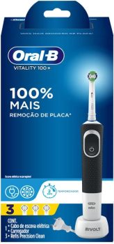 Oral-B Escova Recarregável Vitality 100 Escova Eléctrica Recarregável 1 Unidade + Refis Precision Clean 3 Unidades 1 Kit