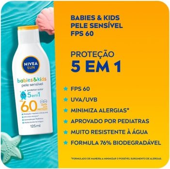 NIVEA SUN Protetor Solar Kids & Babies Pele Sensível FPS 60 125ml