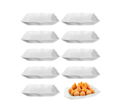 Kit 10 Travessas Servir Porções Salgados Petisco Food Truck