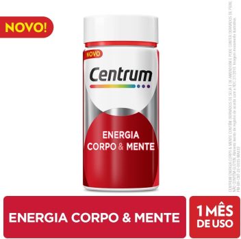 Centrum Suplemento Multivitamínico Adulto Energia, Corpo e Mente com Cafeína e Vitamina B, 60 cápsulas