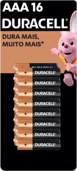 DURACELL – Pilha Alcalina AAA, Palito com 16 unidades