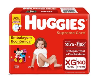 HUGGIES Fralda Supreme Care XG – 140 fraldas, Cor: Vermelho