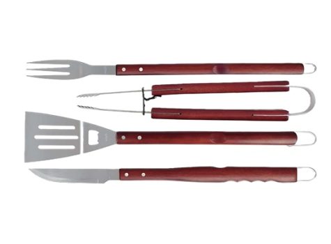 Conjunto Para Churrasco 4 Peças Cabos Compridos Mor