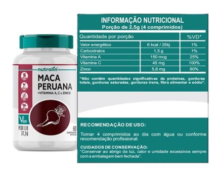 Maca Peruana 60 Comprimidos – Nutralin