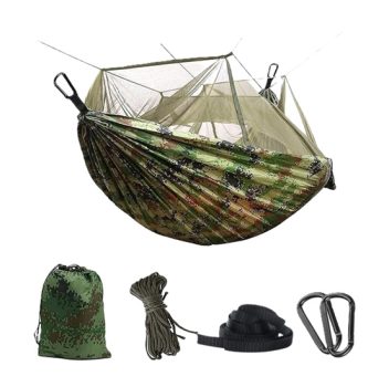Rede de Acampamento com Mosquiteiro Portátil Dobrável Rede de Árvore Tenda Cama de Viagem com Alças de Árvore Fortes Ganchos Saco de Armazenamento Oliva Rede Portátil Anti-Capotamento,Rede de Nylon