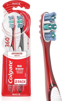 Colgate Escova Dental 360º Luminous White 2Unid Promo Leve 2 Pague 1 Cores Sortidas