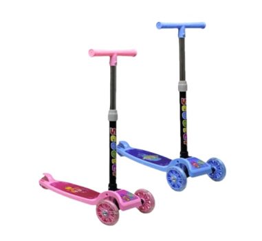 Patinete Infantil 3 Rodas Dobrável Com Luzes LED Altura Regulável