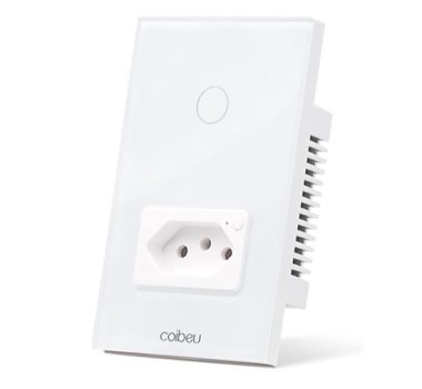 Interruptor Inteligente WiFi com Tomada, Interruptor Smart Sem Fio Doméstico Multifuncional, Controle Remoto de Eletrodomésticos Por Celulares, Interruptor Cronometrado, (1 botões)