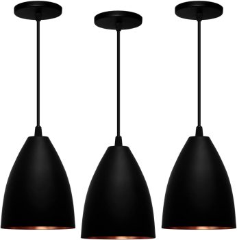 Kit 3 Pendentes Vegas (preto Textura/Bronze)