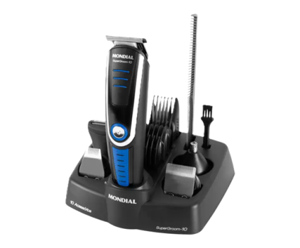 Aparador de Pelos Mondial Super Groom 10 em 1 – 1 Velocidade com Acessórios