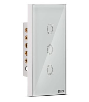 Steck, Interruptor Inteligente 4×2”, Touch Wi-Fi Steck Ambiente Conectado, 3 Módulos, Bivolt, Branco