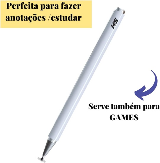 Caneta stylus capacitiva para telas touch (tablets, smartphones e notebooks) compatível com Apple, Samsung, Xiaomi, Motorola, etc (Branco)