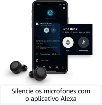 Echo Buds (2ª Geração): Fones de ouvido sem fio com cancelamento de ruído ativo e Alexa