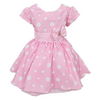 Vestido Infantil Minnie Rosa Bolinha Tema Festa Confortável