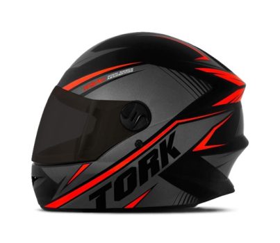 Capacete Moto R8 Pro Tork Fechado 58 Preto/Vermelho Viseira Fumê