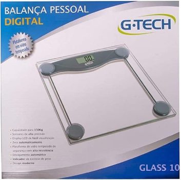 G-Tech Balgl10 Balança Digital em Vidro Temperado, Transparente