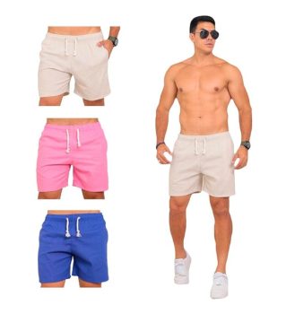 Kit 3 Short Masculino Em Linho Premium Bermudinha Linho Tendencia