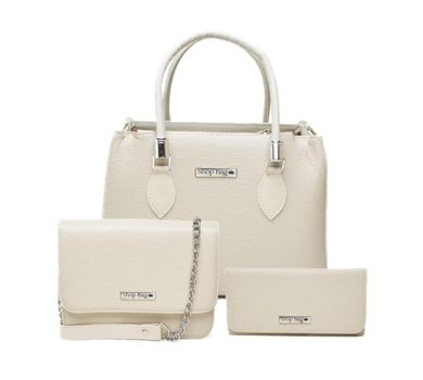 Kit 3 Bolsas Média Pequena e Carteira Couro Sintético ShopBag