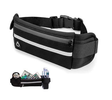 Pochete Esportiva Corrida Porta Celular Garrafa Documento Cinta Fitness Cores (Preto)