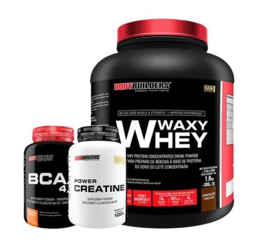 Kit Waxy Whey 2kg + BCAA 4,5 100g + Power Creatina 100g – Bodybuilders Sabor Chocolate