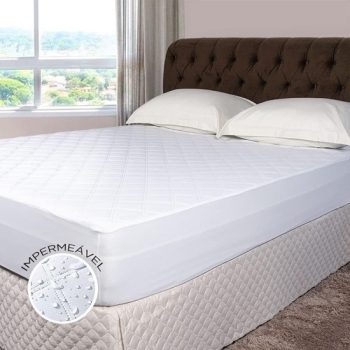 Protetor de Colchão Impermeável Solteiro King UltraSonic Kacyumara Branco 96x203x40cm