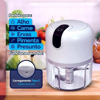 Mini Processador Triturador Alimentos Alho Cebola Elétrico Potente Usb Recarregável