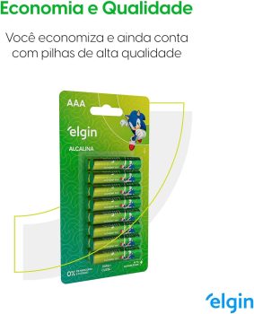 Pilha Alcalina AAA com 16 unidades Elgin Palito