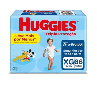 Huggies Tripla Proteção Xg – Fraldas, Tamanho XG (12 a 15 kg), 66 Unidades