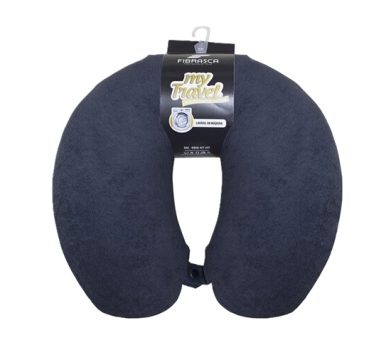 Fibrasca My Travel Travesseiro de Viagem, Preto, Formato “U” Anatomico Cervical, Altura 9 cm