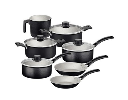 Jogo de Panelas Tramontina Turim em Alumínio com Revestimento Interno e Externo em Antiaderente Starflon Max Preto 07 Peças