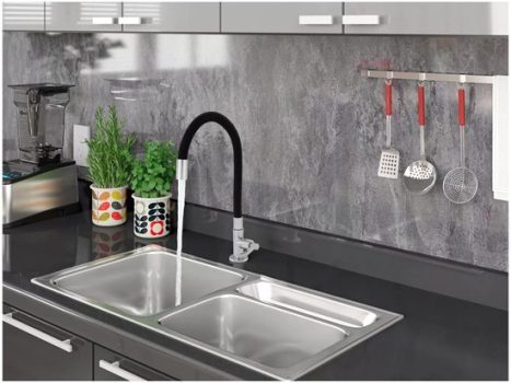 Torneira para Cozinha Gourmet de Mesa Nell – Flexível Cromada e Preta AM02